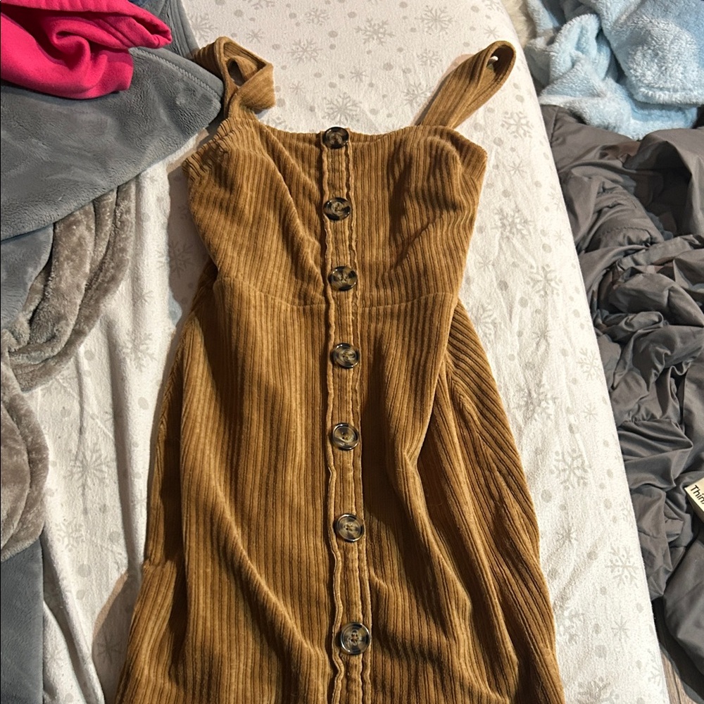 No Boundaries Tan Button-Down Midi Dress